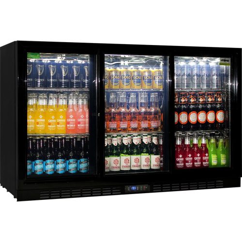 Rhino - SG3S-B - Black Sliding 3 Door Glass Bar Fridge