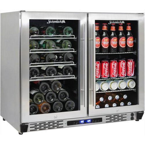 Schmick - JC190-GG - Stainless Steel Triple Glazed Twin Zone Beer & Wine Fridge