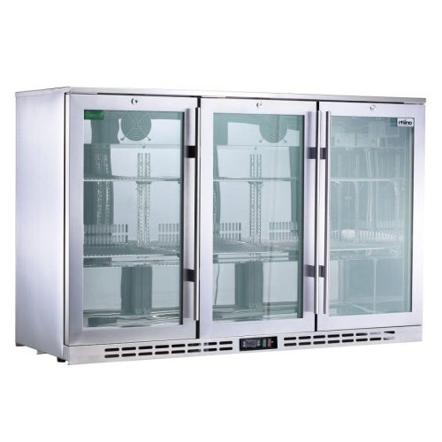 Rhino - SG3H-HD - Stainless Steel Heated Glass 3 Door Bar Fridge