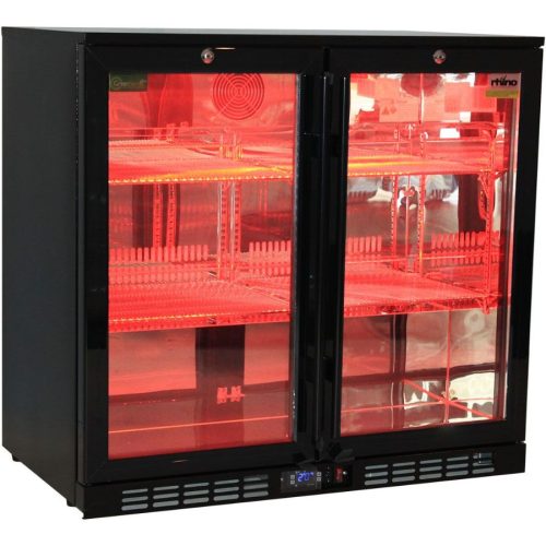 Rhino - SG2H-NC - Black Night Club Multi Colored LEDs 2 Door Bar Fridge