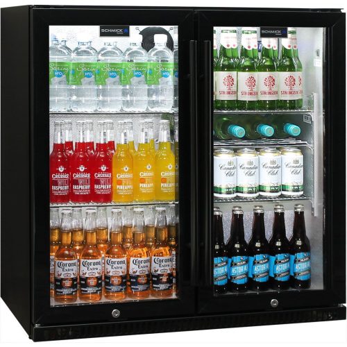 Schmick - SK190-B - Black Heated Glass and Triple Glazing Bar Fridge