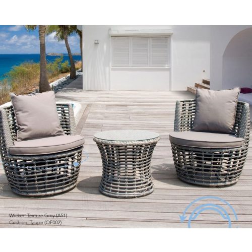 Nest Luca 3 Pce Occasional Set - Grey with Taupe Cushion