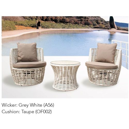 Nest Luca 3 Pce Occasional Set - Grey White with Taupe Cushion