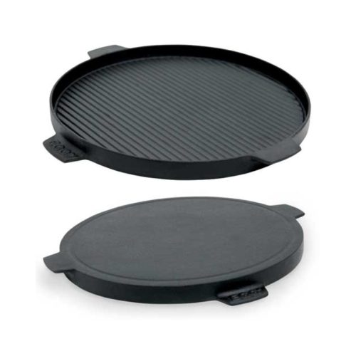 Big Green Egg Cast Iron Plancha Griddle 2 Sided with Handles 14 inch