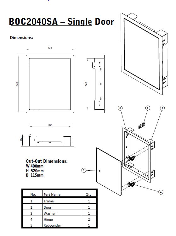 BeefEater SS Single Cupboard Door