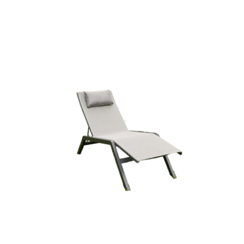 Melton Craft Penrose Charcoal Sun Lounge with Headrest Cushion - Charcoal